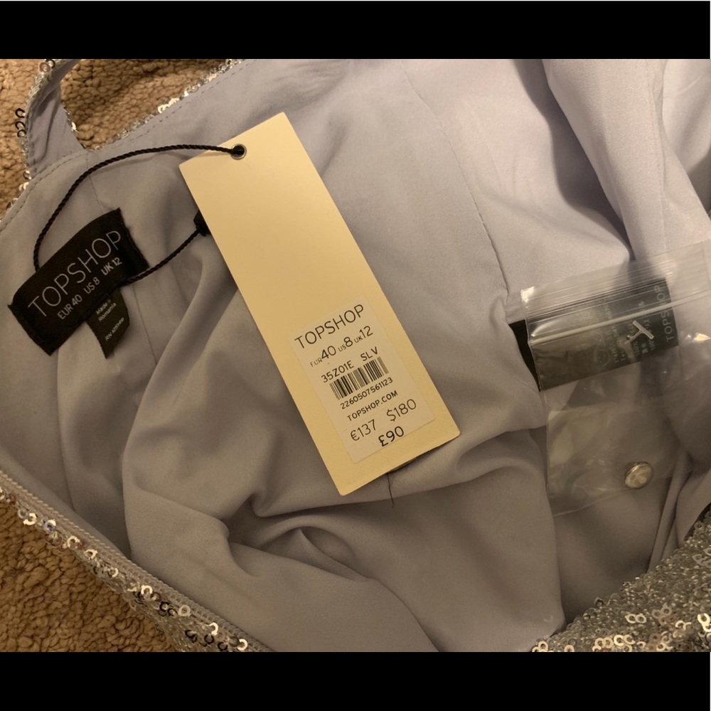 Topshop Silver Sequin Gown - Picture 8 of 11